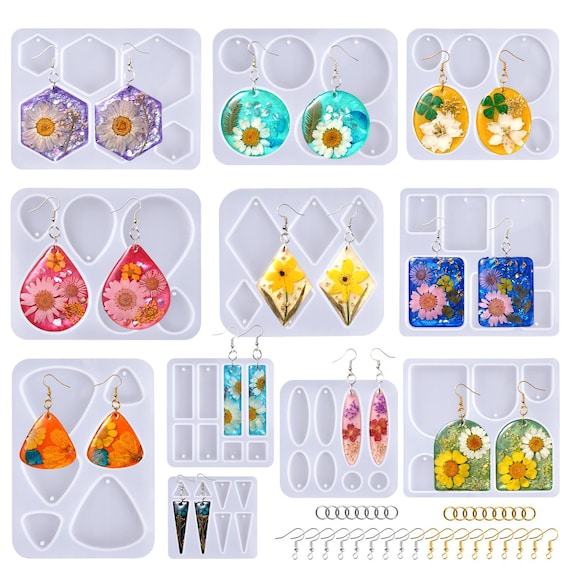 LET'S RESIN Resin Earring Mold, 171 Pcs Resin Jewelry Molds Making Kit with 11 pcs Earring Molds for Epoxy Resin,Pendant,Necklace,Keychains