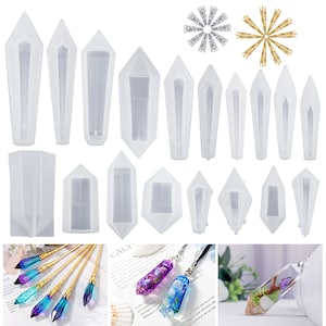 LET&#39;S RESIN Resin Pendulum Molds 18Pcs Quartz Crystal Molds for Resin,Multi-Facet Gemstone Resin Pendant Molds,Epoxy UV Resin Molds