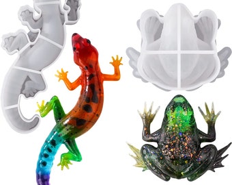 LET'S RESIN Silicone Resin Molds, Animal Resin Molds with Realistic Frog and Lizard Shapes for Epoxy Resin, Wall Desktop, Cabinets Decor