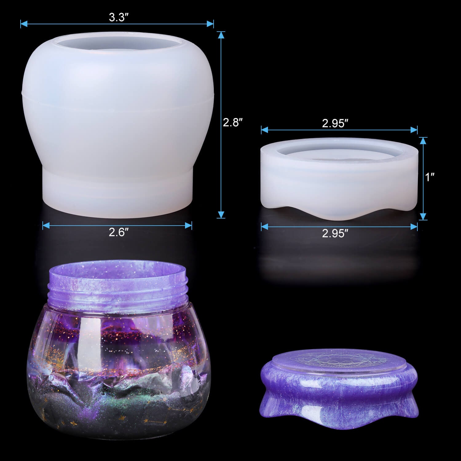 Sunyok Jar Resin Molds Silicone, Pudding Jar Resin Molds with Lid, Epoxy Molds Silicone for Storage Bottle,Candle Holder,Candy Container, Epoxy Resin