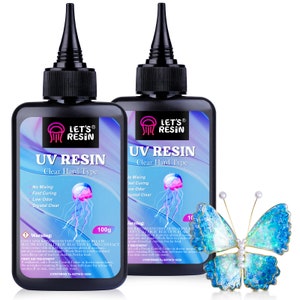 Let's Resin UV Resin,200g Low Viscosity Crystal Clear Ultraviolet Thin Epoxy Resin, Quick Cure UV Resin Kit for Crafts, Jewelry Making