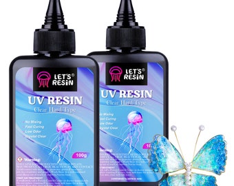 Let's Resin UV Resin,200g Low Viscosity Crystal Clear Ultraviolet Thin Epoxy Resin, Quick Cure UV Resin Kit for Crafts, Jewelry Making