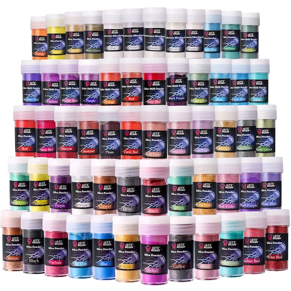 LET'S RESIN 60 Colors Mica Powder,Natural Pearlescent Pigment Powder for Epoxy Resin/UV Resin for Candle Making,Resin ,Painting,Bath Bombs