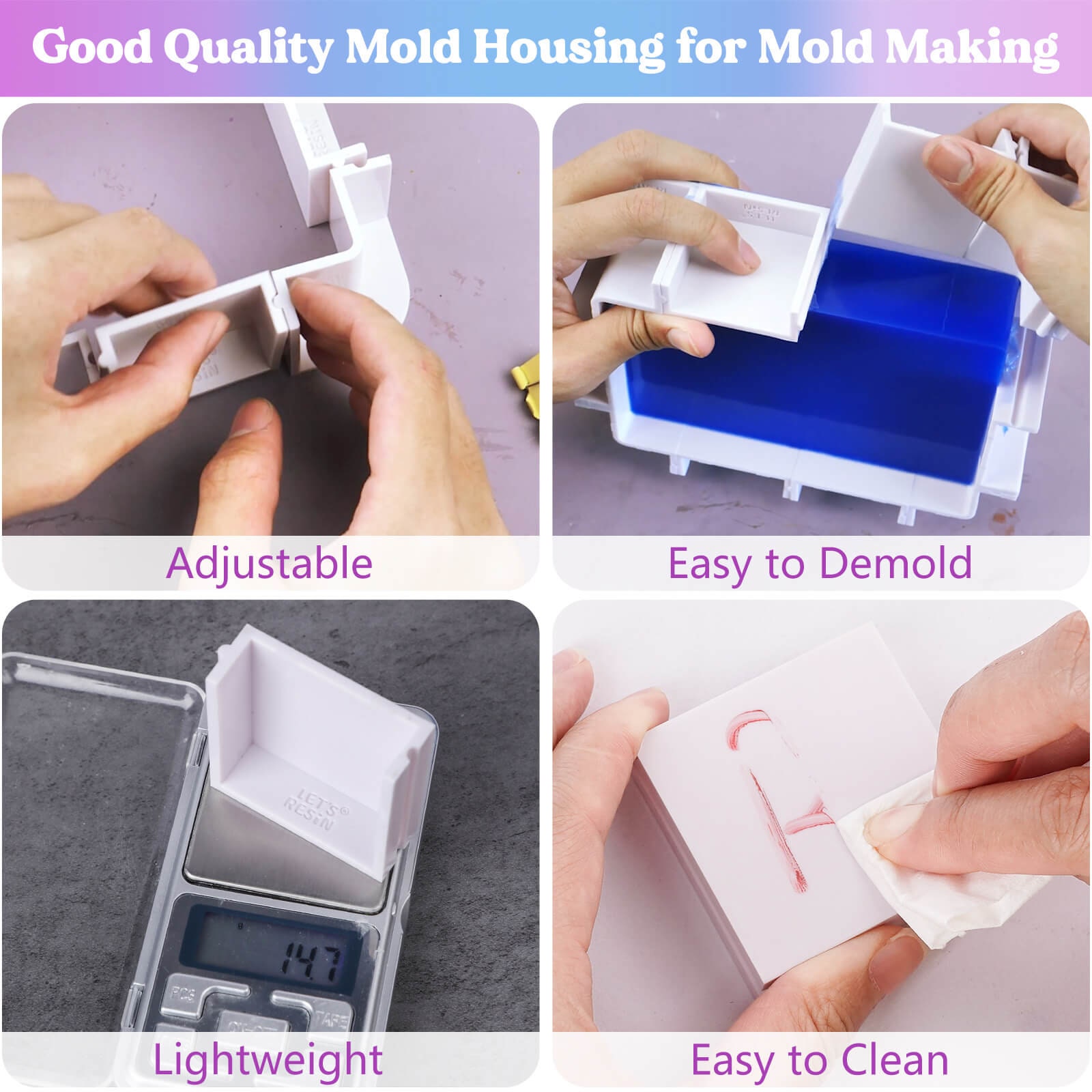 LET'S RESIN Silicone Molds Making Kit 30A Blue Silicone for Making Molds,2  Part Molding Silicone, Mixing Ratio 1:1 20.8oz 
