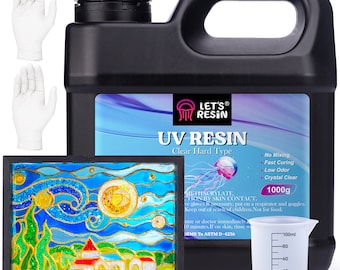 Let's Resin UV Resin, Upgraded 1,000g Crystal Clear UV Resin Hard, Low Odor Ultraviolet Epoxy Resin, UV Light Cure Solar Sunlight