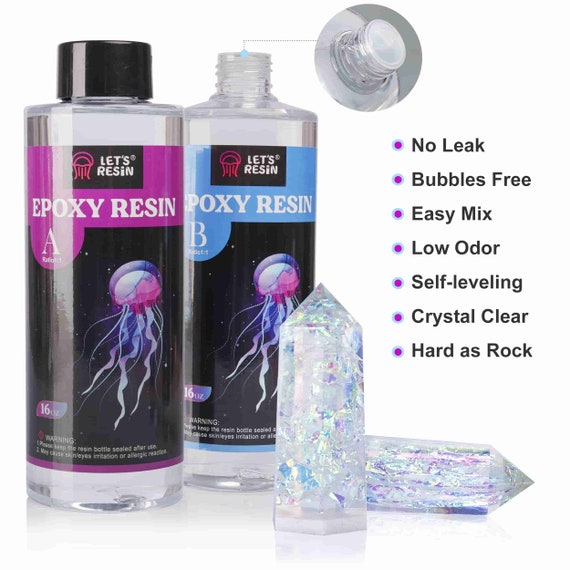 LET'S RESIN Clear Resin,32oz Clear Lite Casting Resin,crystal Clear Bubble  Free Glass Look,great for Making Layered Molds Friendly 