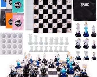 GOLD FLAKE Resin Chess/checkers Set - Etsy