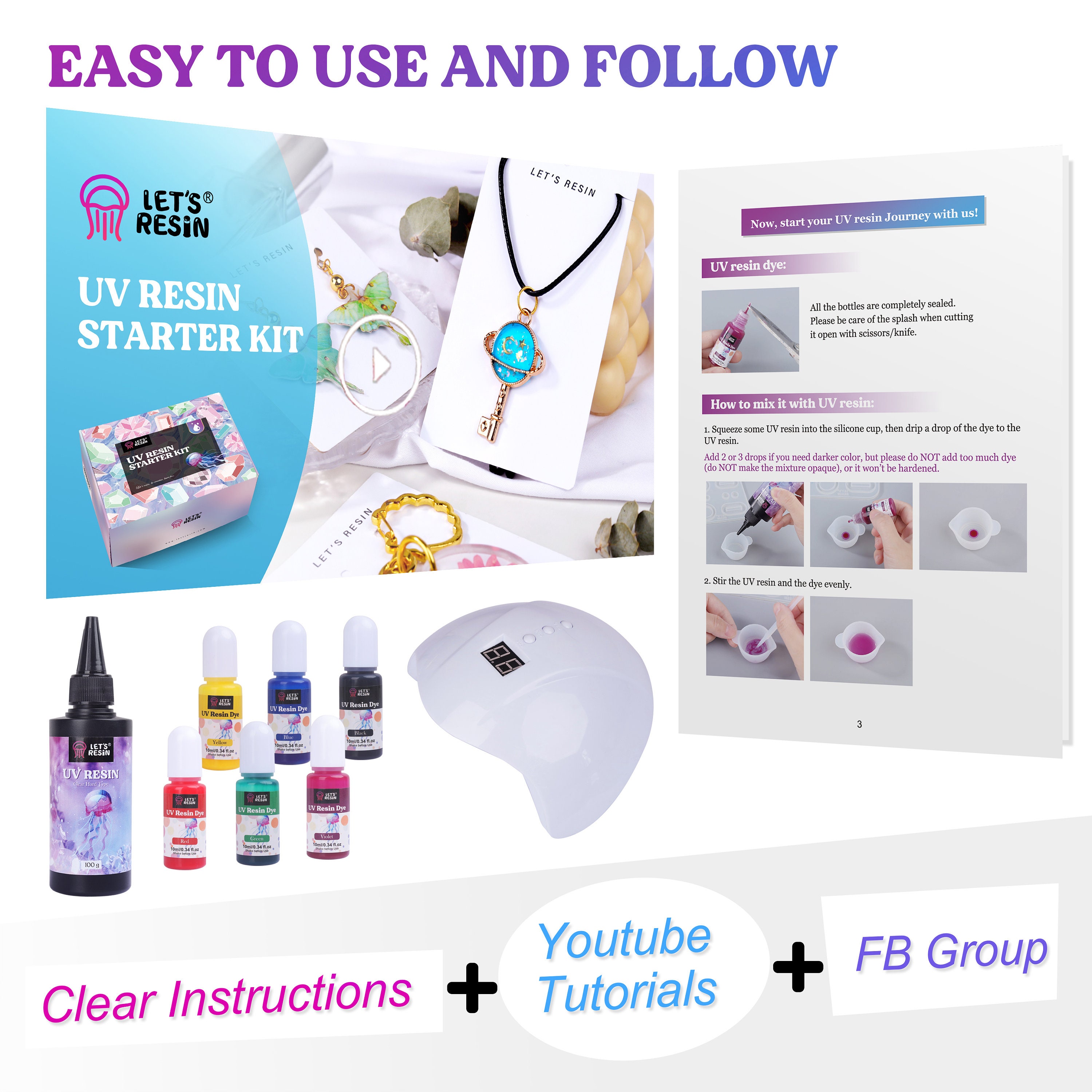 Let'S Resin UV Resin Starter Kit100g Highly Clear UV Etsy