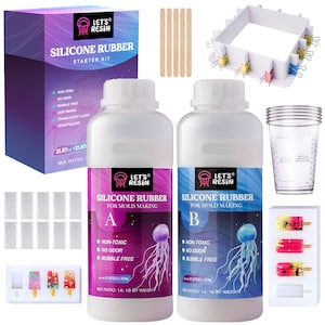 LET&#39;S RESIN Flexible Silicone Mold Making Kit, 43oz Liquid Platinum Silicone Rubber w/Mold Housing, Mixing Cups