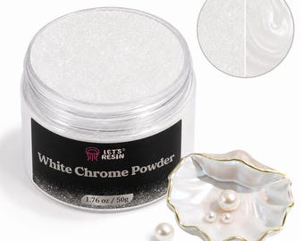LET'S RESIN 50g White Chrome Powder, Sparkle Pearlescent Mica Powder for Epoxy Resin Craft, Soap Making, Paint, Jewelry