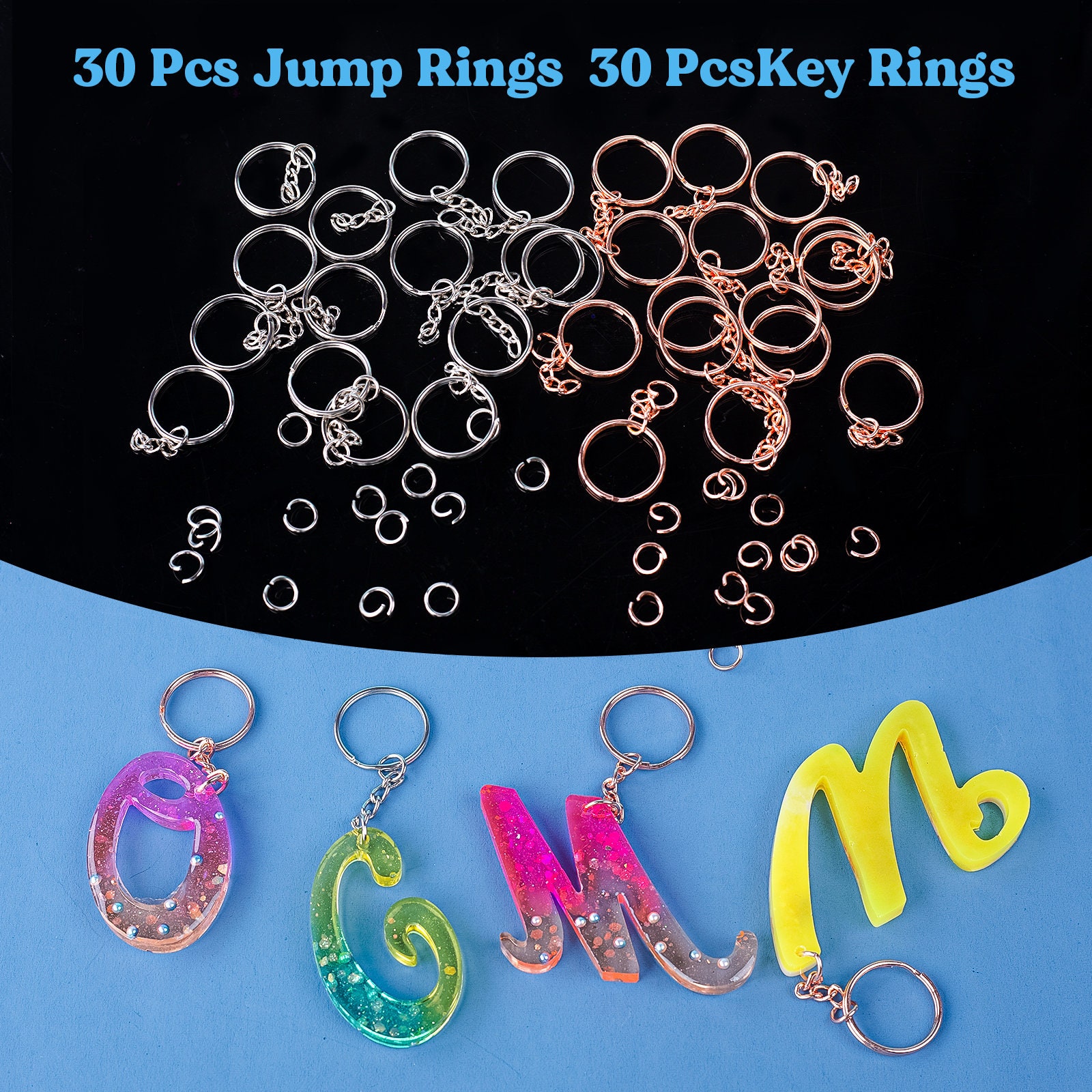 306Pcs Of Epoxy Resin Mold Silicone Letters Keychain Mold 