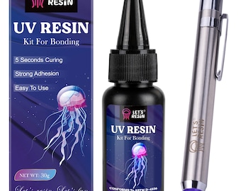 Let's Resin 30g UV Resin Kit with Light, Bonding & Curing in Seconds ,Jewelry UV Glue Adhesive for Plastic Repair, Glass Light, Craft