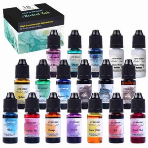 LET&#39;S RESIN 18Pcs Vibrant Alcohol Ink for Resin,High Concentrated Alcohol Based Ink for Tumblers Making,Resin Painting,Alcohol Ink Art