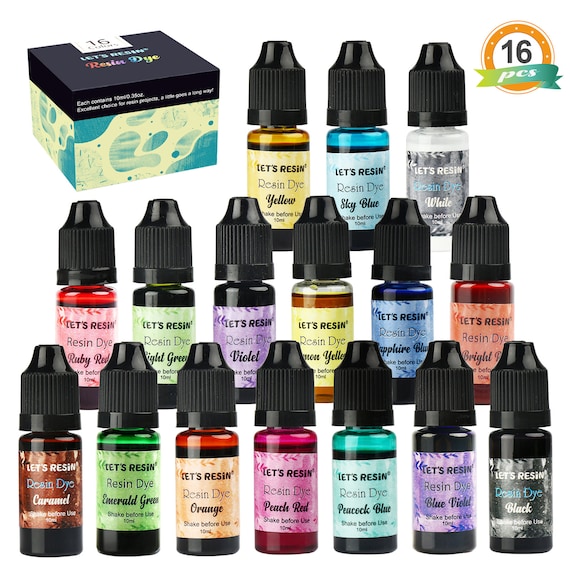 LET'S RESIN Epoxy Resin Pigment 16 Color Liquid Epoxy Resin Dye,Concentrated Epoxy Resin Paint,Resin Colorant for Art Crafts (Each 0.35oz)