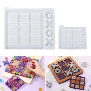 LET'S RESIN Silicone Resin Molds, Board Game Molds,Tic Tac Toe Molds 2Pcs, Silicone Game Molds for DIY Resin Board Game, Travel Game