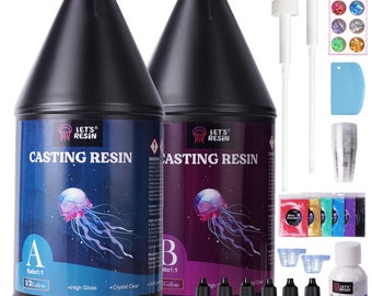 LET'S RESIN 1 Gallon Casting Epoxy Resin with Pumps, Crystal Clear Epoxy Resin Kit for Beginners, with Ocean White Pigment