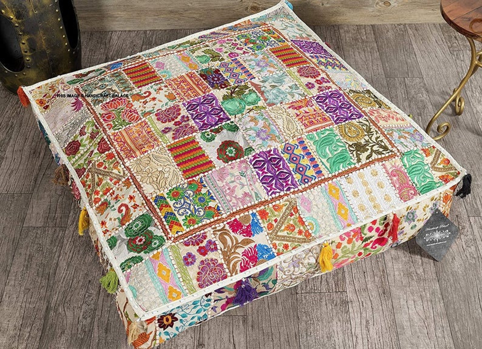Bohemian Floor Cushions Decorative Cushion Cover Sari Etsy