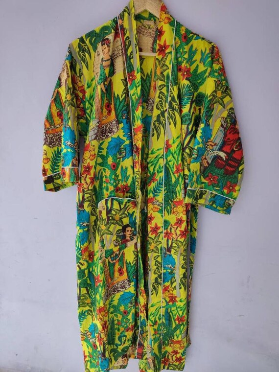 Frida Kahlo Inspired Bathrobe Kimono Robe Colourful Robe | Etsy