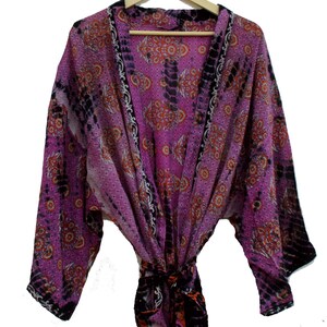 beach Cover up,boho style bohemian kimono # TIC 224 Loose fit Robe Summer Cotton Tie dye Kimono/Bathrobe Vacation Look