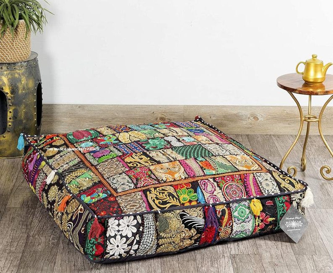 Bohemian Floor Cushions Decorative Cushion Cover Sari - Etsy