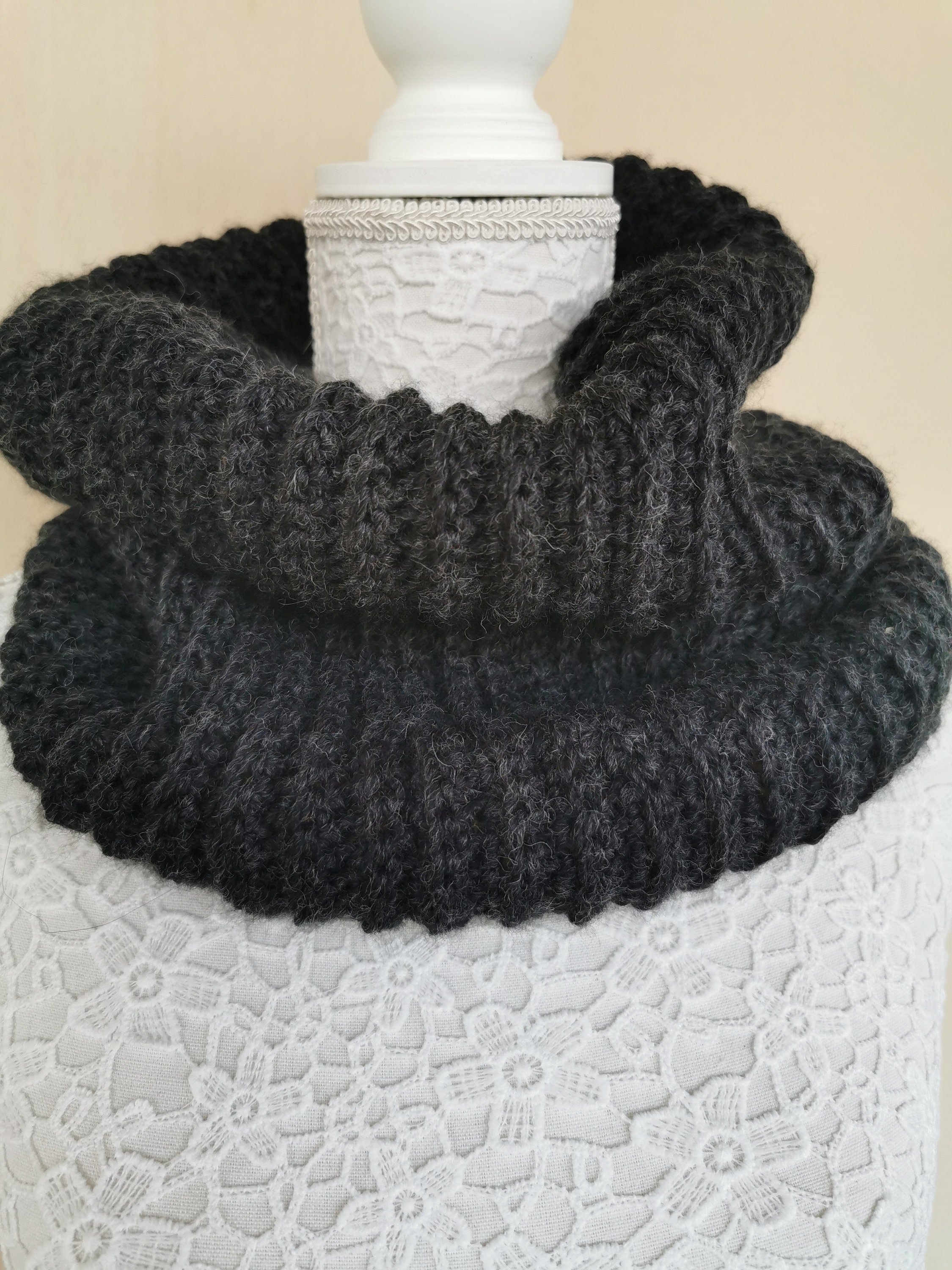 Handmade Chunky Crocheted Cowl Neck Infinity Scarf