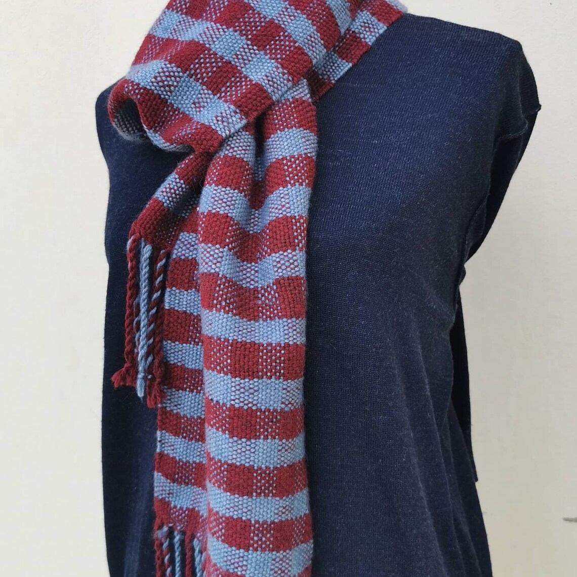 Wool scarf handmade scarf men handwoven scarf with fringe Etsy