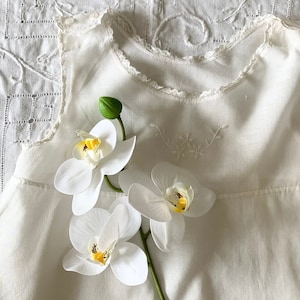 Vintage White Cotton Sleeveless Embroidered Floral Infant Baby Girl Undergarment Slip Dress,Shabby Rustic Cottage Farmhouse,Gift under 30