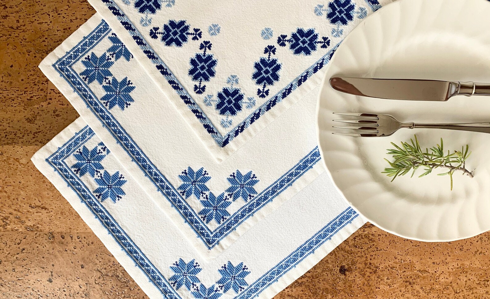 Vintage Cross Stitch PlacematBlue White PlacematScandinavian Etsy