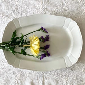 Antique White Ironstone Oval Rectangular Johnson Bros Serving Platter,Rustic Farmhouse Shabby Cottage,Made in England,Gift under 200