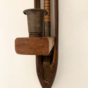 Antique Wood Weaving Loom Shuttle Wall Mount Hanging Candlestick ...