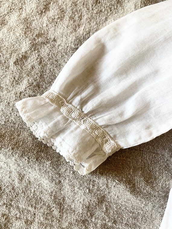 Antique White Cotton Long Sleeve Lace Ruffled Ple… - image 3