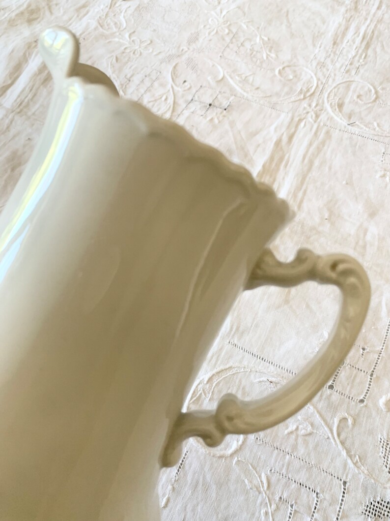 Antique Homer Laughlin Hudson White Ironstone Water Milk Pitcher