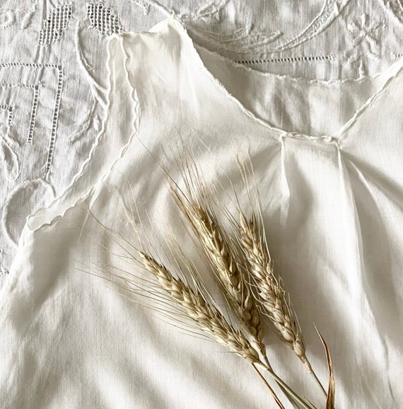 Vintage White Cotton Sleeveless Infant Baby Girl Undergarment Slip