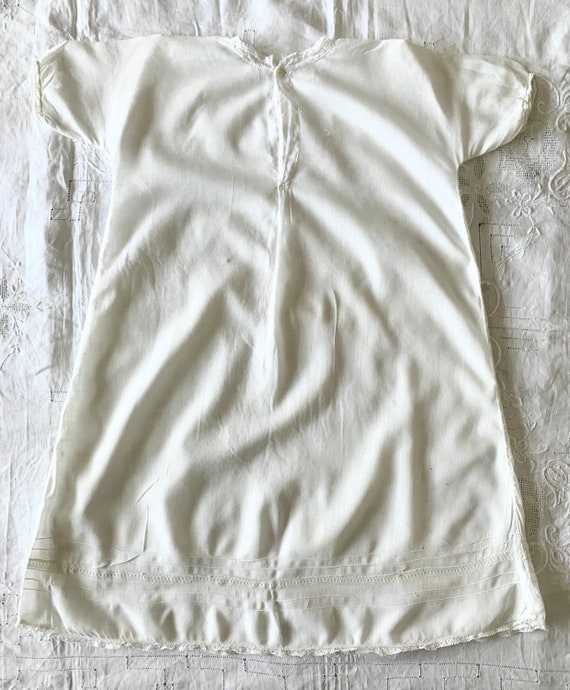 Antique Long White Chicken Embroidered Short Slee… - image 7