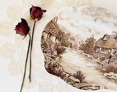 Vintage Johnson Bros. Transferware Serving Plate Platter,Simple Cottage Style,Farmhouse Decor,Made in England,Gift under 50