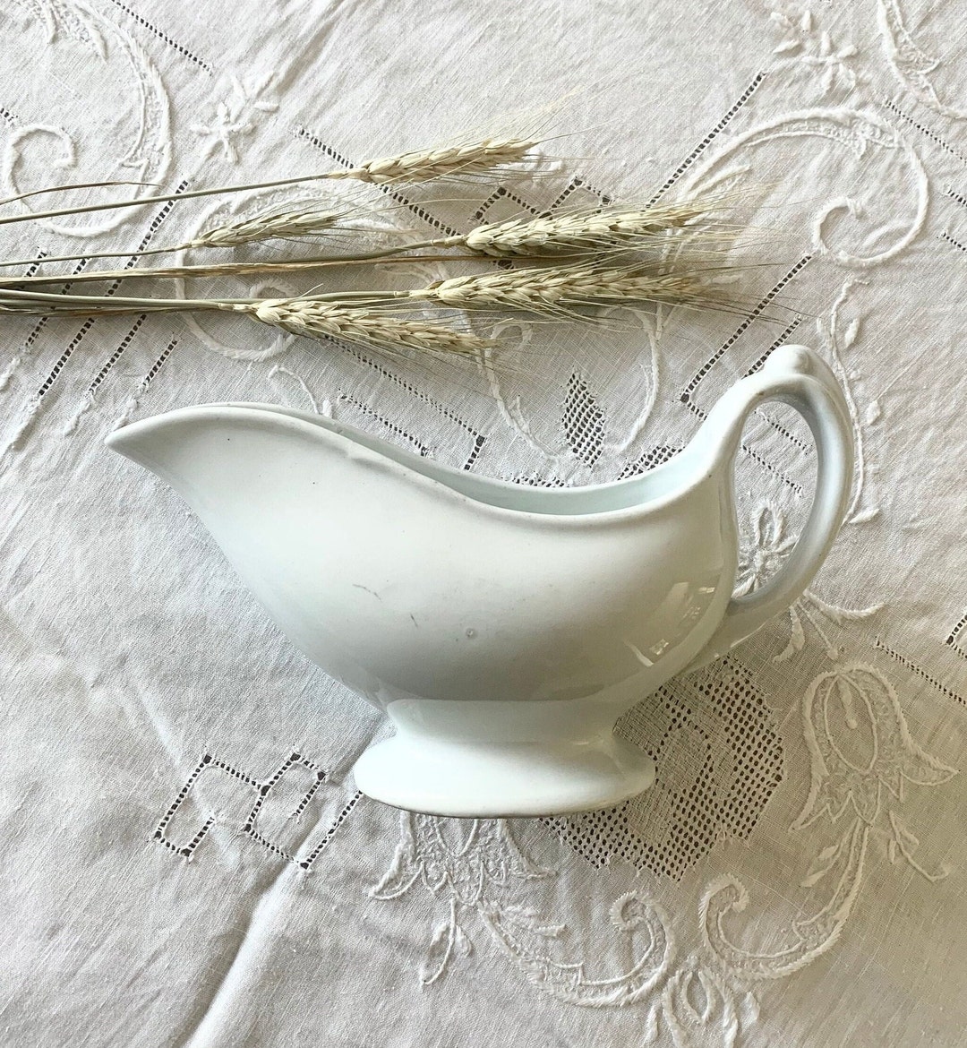 Antique White Ironstone Gravy Boat,cottage Farmhouse Shabby Chic Rustic Decor,gift Under 50 Etsy