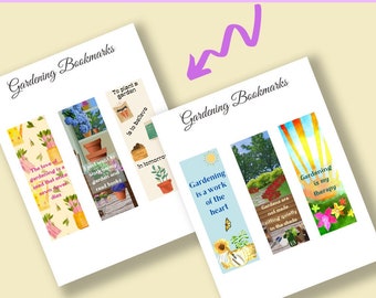 Printable Bookmarks - Bookmark Set - Digital Bookmarks - Gardening Theme - Cute Bookmark - Book Lover Gift - Teacher Gift