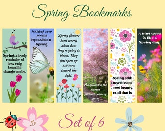 Printable Bookmarks - Bookmark Set - Digital Bookmarks - Cute Bookmark - Book Lover Gift - Teacher Gift - Spring Bookmarks