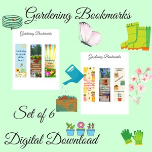 Printable Bookmarks Bookmark Set Digital Bookmarks Gardening Theme Cute Bookmark Book Lover Gift Teacher Gift image 5