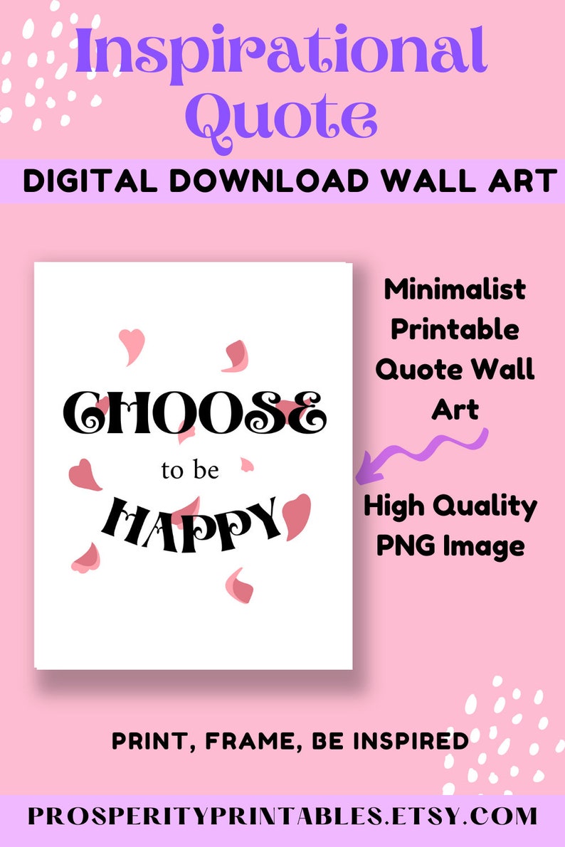 Choose to be Happy Printable Art Inspirational QuotePositive InspirationMotivational QuotePositive Quote PrintQuotes Wall Hanging image 10