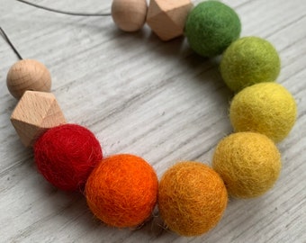 Felt ball necklace - autumn