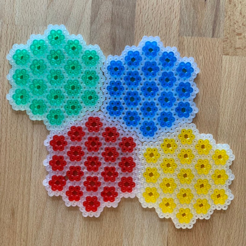 Set of Four Hama Bead Coasters Translucent Flowers - Etsy