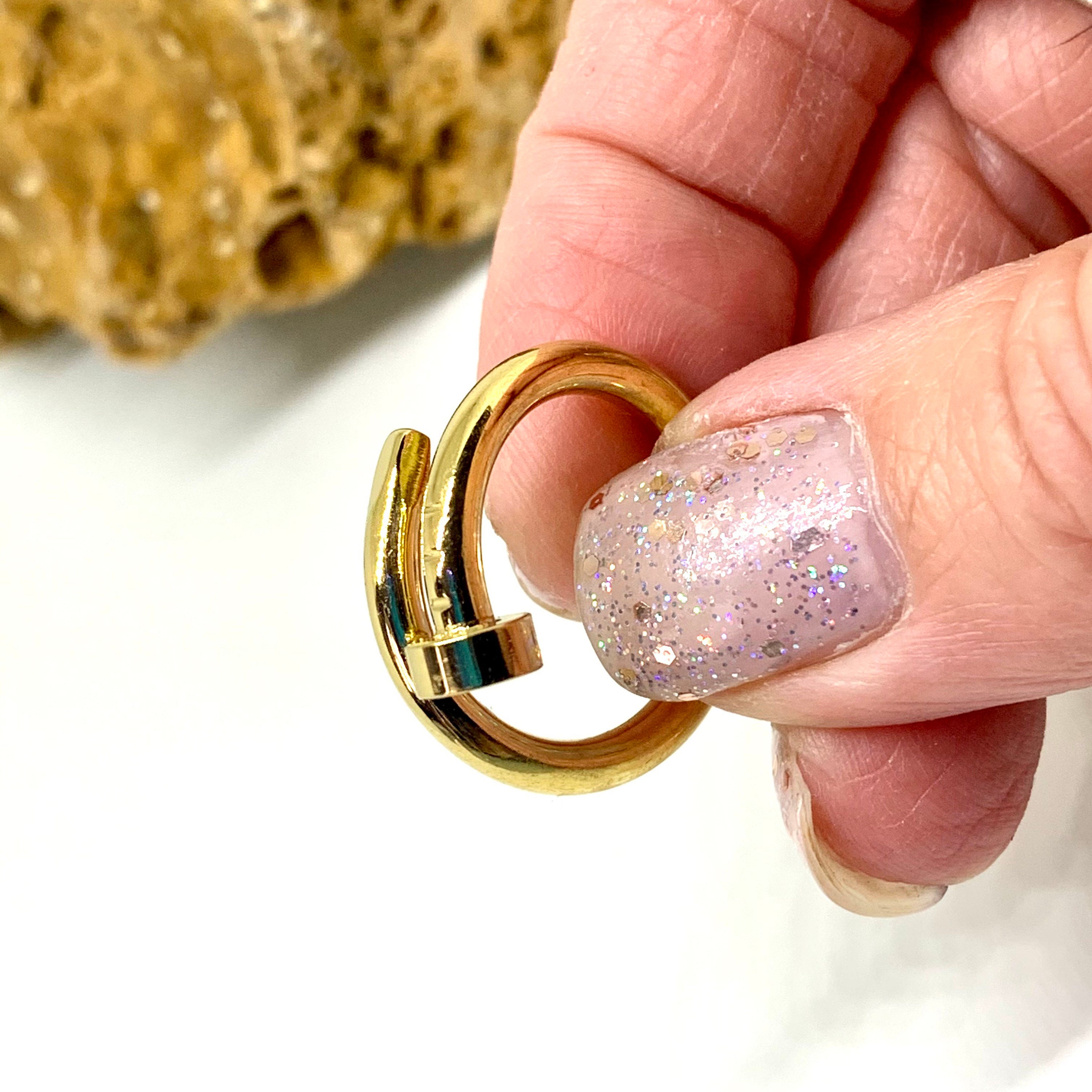 Stainless steel gold plated Nail screw wrap statement ring Etsy