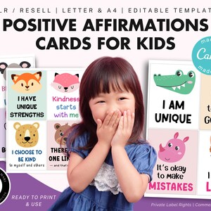 Affirmationskarten für Kinder, Positivitätskarten, Bewältigungsfähigkeiten, Erdungskarten, Ermutigungskarten, Notizen zur Lunch Box, kommerziell, PLR, weiterverkaufen