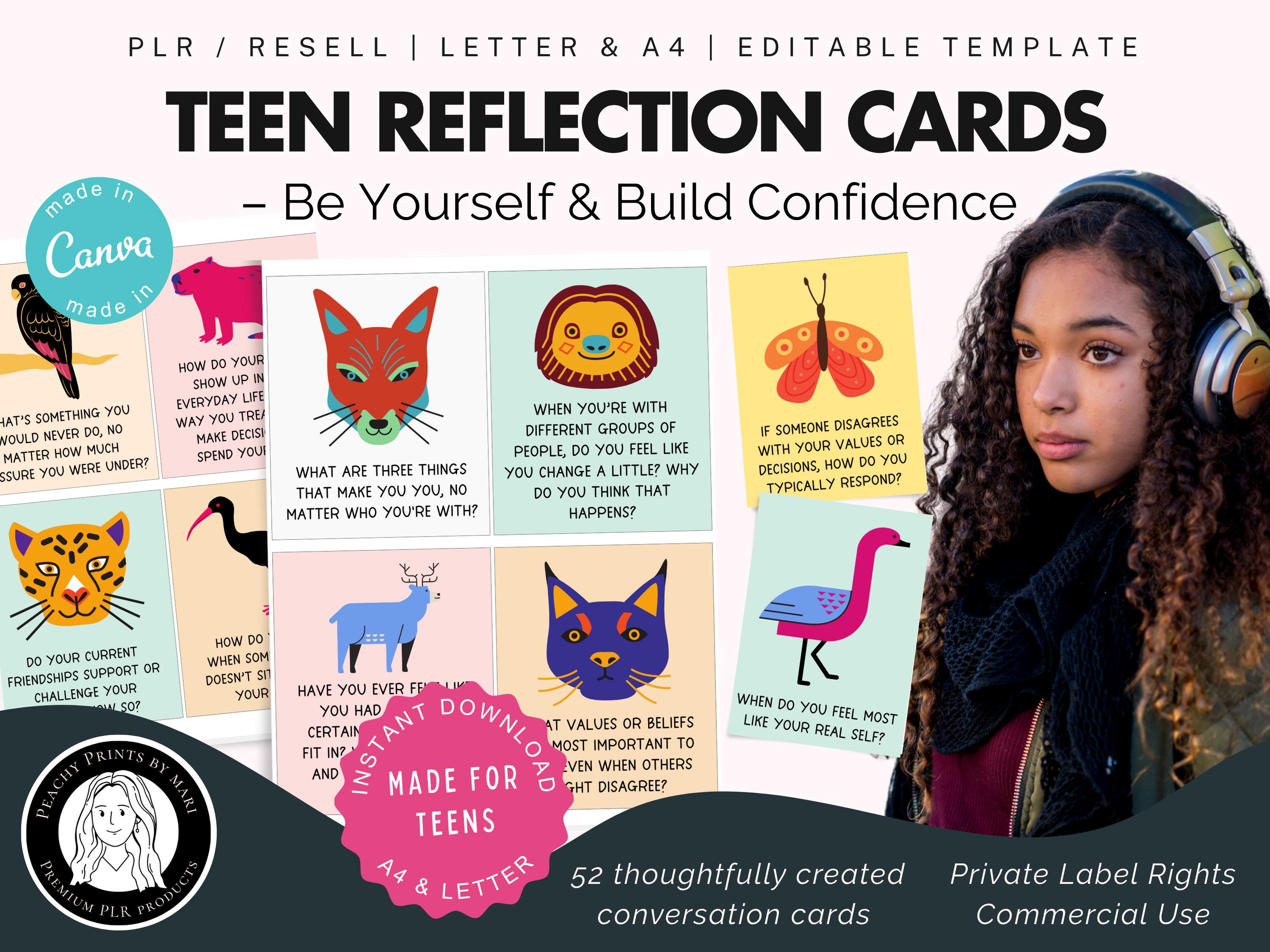 52 Reflection Cards for Teens, Printable Conversation Starters Teens ...