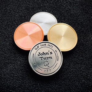 Decision Coin - Custom Engraved Both Sides - Couples Flip Coin - Gifts for Her/Him, Heavy Weight Copper, Brass, Stainless & Aluminum
