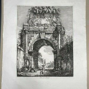 Arco di Druso Etching by the Italian artist Luigi Rossini 1790 - 1857 ca. 1819
