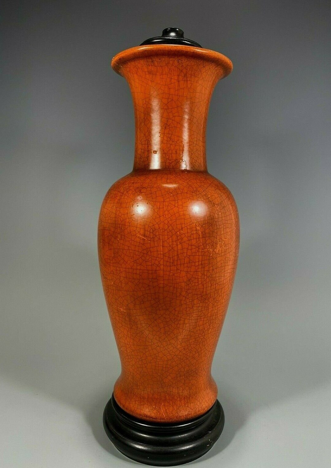 China Chinese Rust Glazed Porcelain Baluster Shape Vase W/ Lamp ...