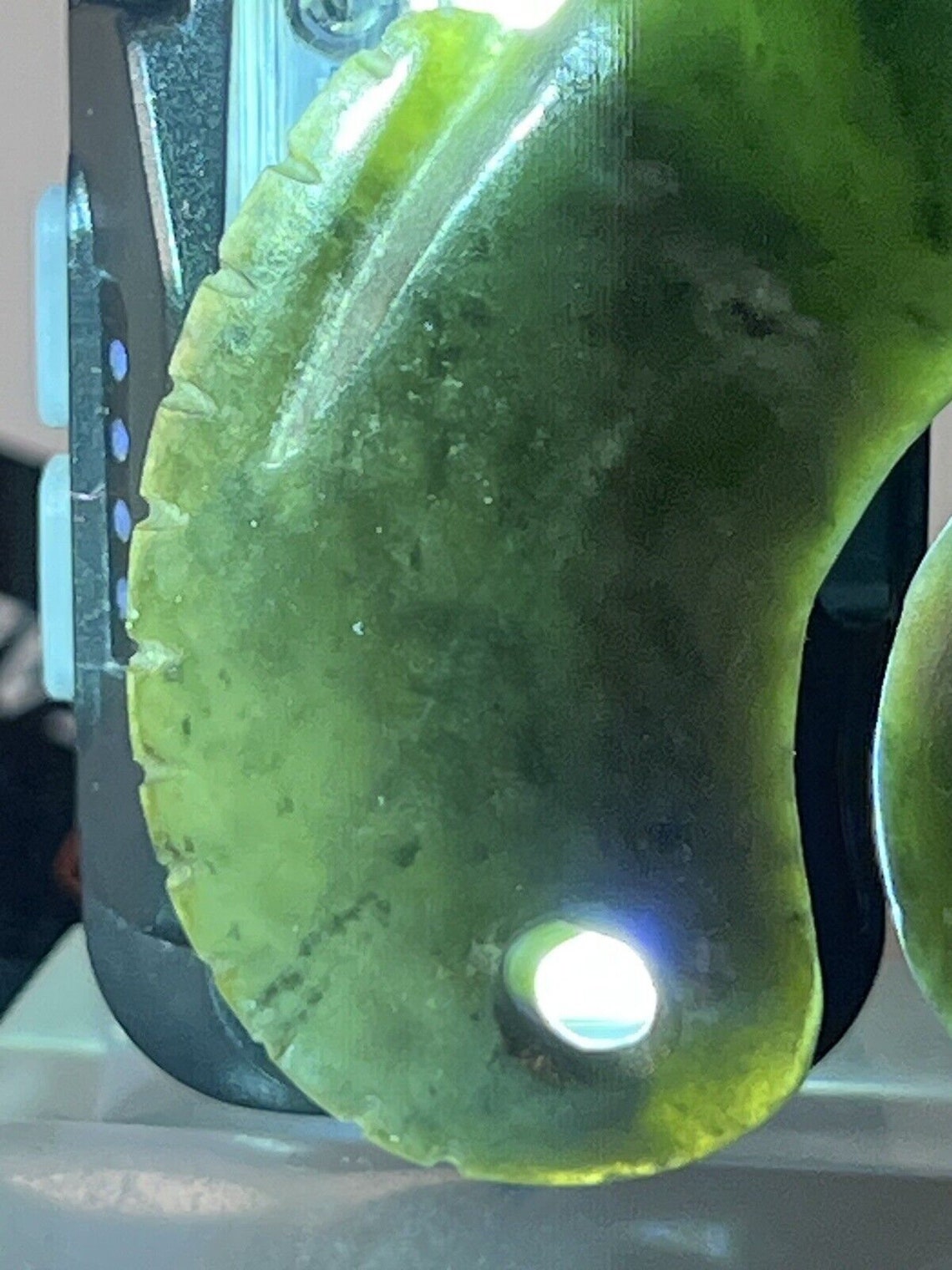 Schöner Nephrt Jade Neuseeland Maor Fschhaken & Koru Grünsten