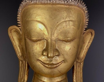 Gilt Teak Burmese Shan Buddha - Early 19th Century Gilt Teak Burmese Shan Buddha - Early 19th Century